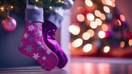 Wall Mural - sock is hanging on the inside of a Christmas tree