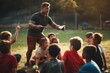 © itchaznong - Coach training kids sport in school ground. Generative AI