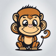 Poster - monkey, vector, illustration, white background