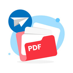 Poster - Share or send with PDF format file concept illustration flat design vector eps10. modern graphic element for landing ui, infographic, icon