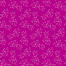 Barbie Girl Image Pattern Simple Spring Floral Pattern Of Small White Flowers And Pink Leaves On Bright Pink Magenta Background