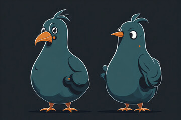 Wall Mural - pigeon, cartoon, vector, illustration, white, background