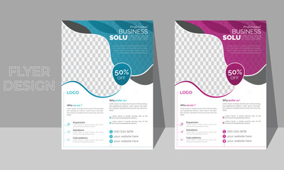 Wall Mural - modern business flyer template, in blue color, and clean design, perfect for creative professional business