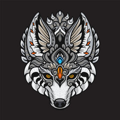 Canvas Print - Wolf head mandala arts mascot e sport logo design