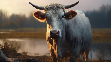 Wall Mural - cow on the beach