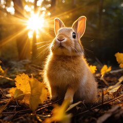 Poster - Rabbit in its Natural Habitat, Wildlife Photography, Generative AI