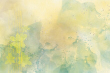 Floral Painting Watercolor Background In Yellow And Green
