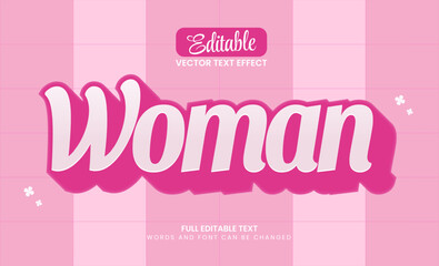 Wall Mural - Editable text effect woman 3d text template vector