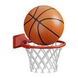 Fototapeta Londyn - Basketball hoop and ball isolated. Sports, fitness and game symbol icon. 3d Render illustration.