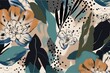 © James - Hand drawn modern concept abstract floral print. Collage leopard skin seamless pattern, Generative AI
