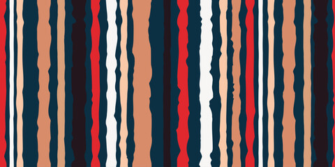 Poster - Curves, jagged lines, alternative columns of stripes, creating a stylish minimalistic design. Vector for print, interior, wallpaper. Stylish and seamless design.