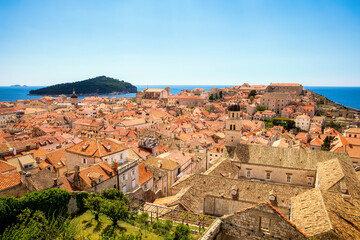 Wall Mural - View of the Old City of Dubrovnik, Croatia, with the Island Lokrum, as Seen from the Minceta Tower