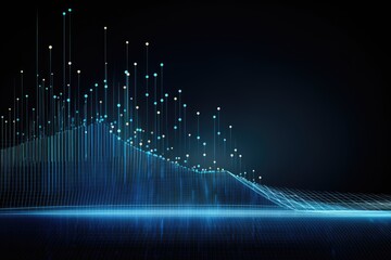 Poster - Abstract technology background with glowing lines and dots. Abstract technology background. Big data visualization. Graphic concept for your design, AI Generated