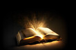Holy Bible with light emitting from it created with Generative AI technology