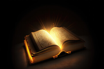 Holy Bible with light emitting from it created with Generative AI technology