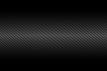 Poster - Abstract black and white background with curve lines and waves. Diagonal lines halftone effect. 