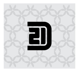 Poster - graphic symbol for corporate business identity. number 21 and letter d - logo design. d21 or 21d - e