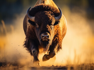 Bison in its Natural Habitat, Wildlife Photography, Generative AI