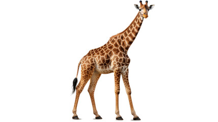 Wall Mural - Wild animal giraffe photo realistic on transparent white background