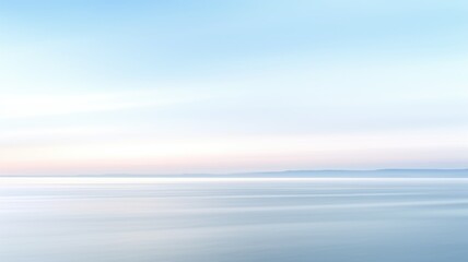 Clear blue sky sunset with horizon on calm ocean seascape background. Picturesque