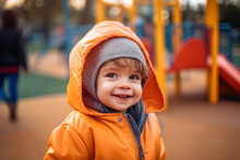  Adorable Little 1-2 Year Old Toddler Boy Explore And Play In The Playground, His Infectious Laughter And Boundless Energy Creating A Heartwarming Scene, Childhood Joy