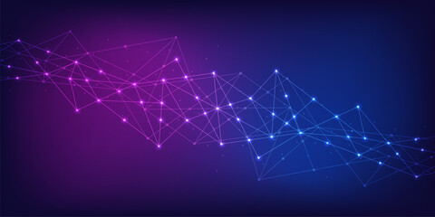 Abstract technology background with connecting the dots and lines. Global network connection, internet technology and digital communication concept