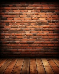  A brick wall background pattern generated from brickwork construction texture. (Generative AI)