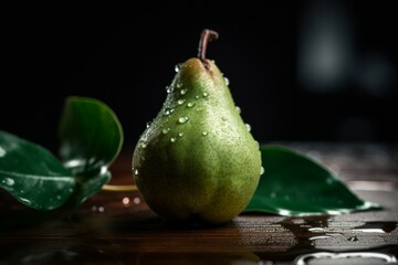 Poster - Pear fresh water drops. Generate Ai