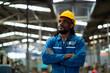 © KANGWANS - African American workers wear safety vests in heavy industry. industrial plant concept