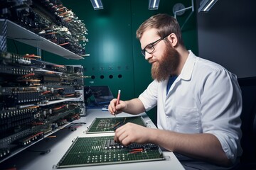 Professional technician working room. Generate Ai