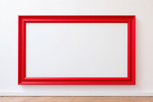 Empty Blank Red Frame On A White Wall
