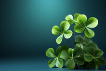 A Four-leaf Clover That Will Bring You Happiness If You Find It. Green Background. Generative AI