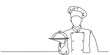 © Natvc - continuous line drawing of chef preparing food