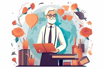 world teachers day flat vector illustration white background