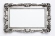 © Bussakon - Silver ornate decoration. Old ornamented picture. Classic silver frame on white background isolated with empty space