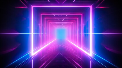 Wall Mural - Neon background concept. Disco neon light background. 3d rendering.