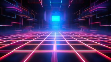 neon background concept. disco neon light background. 3d rendering.