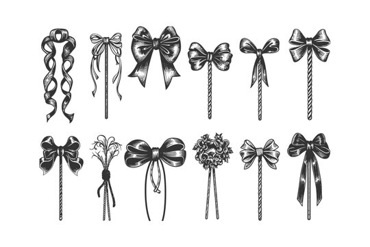 Bow for gift ribbon string. Vector illustration design.