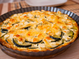 Fototapeta  - Zucchini tart with feta cheese