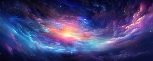 Wall Mural - colorful, stars and space background, panorama universe wallpaper panorama. generative ai.