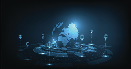 Poster - Transactions between banks. International payment system. Financial information exchange, swift. Currency exchange money transfer concept.	