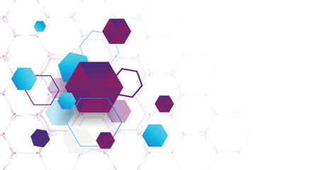 Poster - Geometric hexagon background. Graphic digital math concept futuristic technology. vector illustration.	