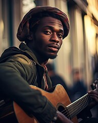 Street musician in Paris, Generated AI