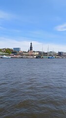 Wall Mural - View over river Elbe to the city of Hamburg, Germany.