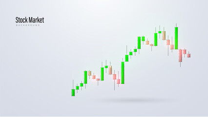 Poster - Stock financial graph. Candlestick chart. Market trade. Low polygonal and wireframe from dots and lines. Vector illustration