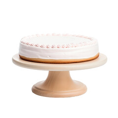 Wall Mural - Isolated stand for desserts and cakes, made of white wood, with a single leg, against a transparent backround.