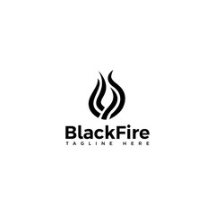 Wall Mural - Abstract black fire logo design. Firefighter company symbol. Vector template