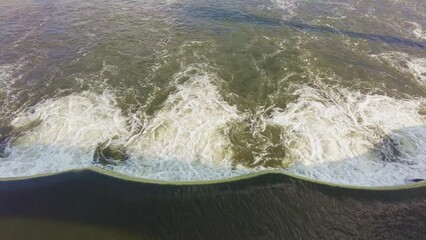 Sticker - Aerial view of texture and surface of seawater falls foaming on the outfall