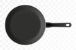 © Инна Харламова - Black empty frying pan with nonstick surface isolated on transparent background, close-up, top view.Design template. Vector realistic 3d illustration. Design Template for Mockup.