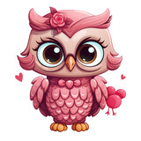 Fototapeta Pokój dzieciecy - Cute Pink Owl Clipart Illustration